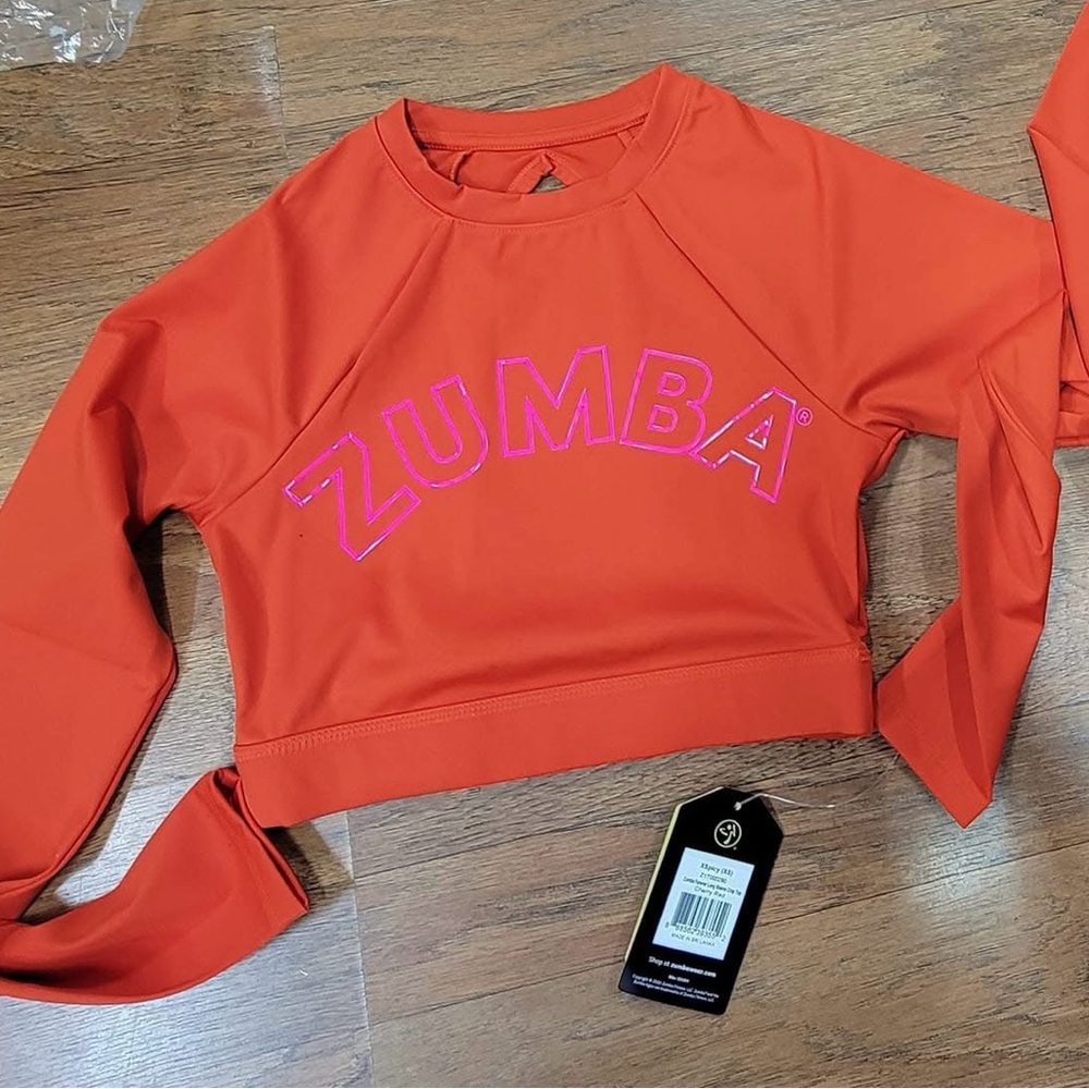 Zumba Fitness Orange Graphic Crop Hoodie